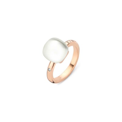 Bague BIGLI Mini Sweety en or rose, cristal de roche et diamant