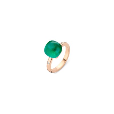 BIGLI Mini Sweety-ring in roségoud, smaragd, parelmoer en diamant