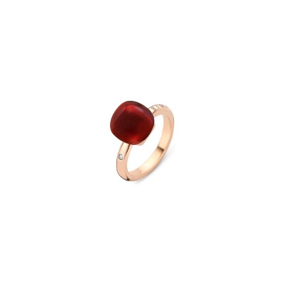 BIGLI Mini Sweety-ring in roségoud, granaat, parelmoer en diamant