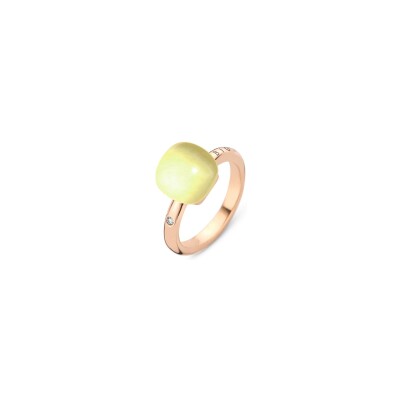 BIGLI Mini Sweety-ring in roségoud, kwarts, parelmoer en diamant