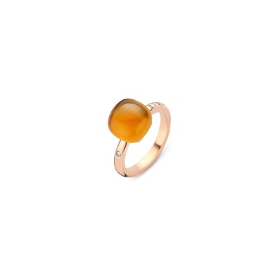 BIGLI Mini Sweety-ring in roségoud, madera-citrien, parelmoer en diamant