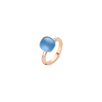BIGLI Mini Sweety-ring in roségoud, rutielkwarts, agaat en diamant