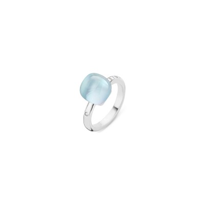 BIGLI Mini Sweety-ring in witgoud, turkoois, bergkristal en diamant
