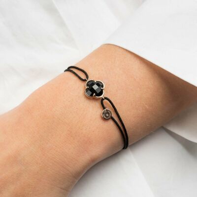 Bracelet cordon Morganne Bello Victoria en or rose et onyx
