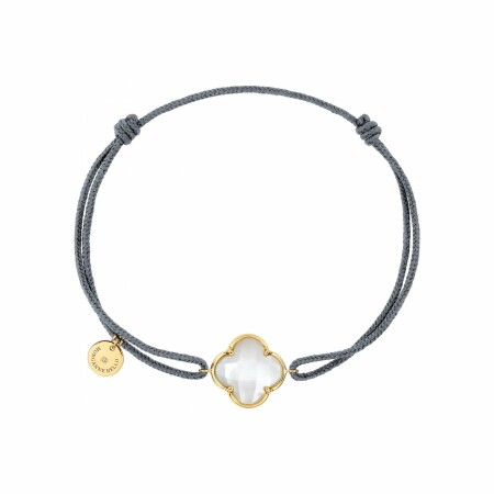 Bracelet sur cordon gris Morganne Bello Victoria en or jaune et nacre