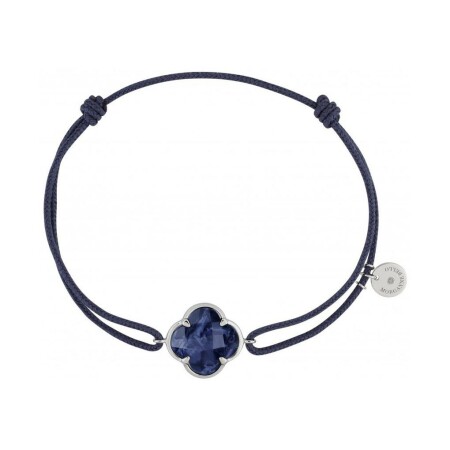 Bracelet Morganne Bello Victoria en or blanc, cordon bleu jean et piétersite bleue