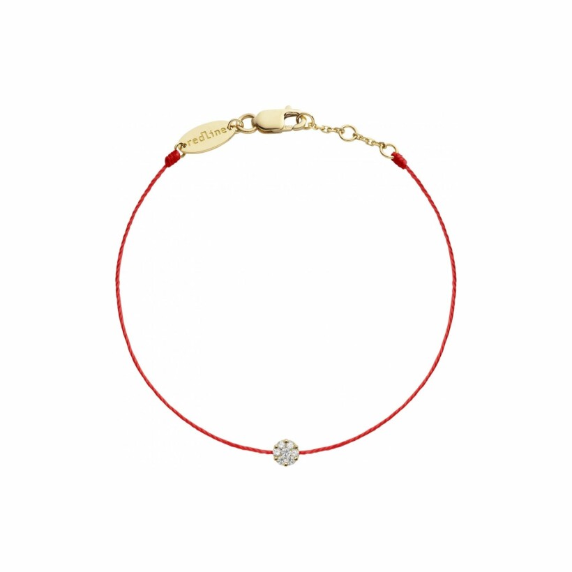 Bracelet RedLine Illusion fil rouge avec diamants 0.05ct en serti invisible, or jaune