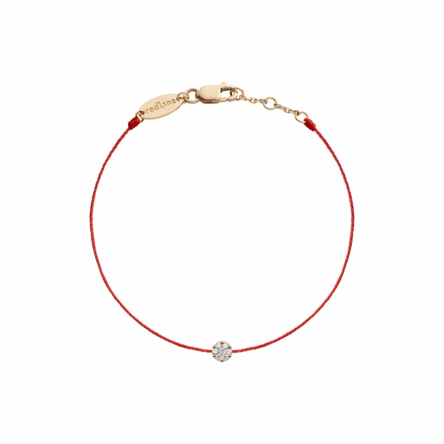 Bracelet RedLine Illusion fil rouge avec diamants 0.05ct en serti invisible, or rose