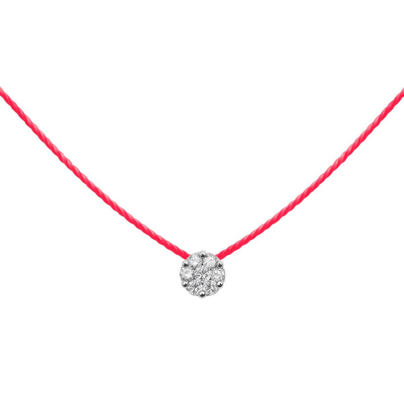 Collier RedLine Illusion full rouge fluo avec diamants 0.05ct en serti clos, or blanc