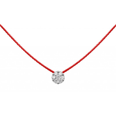 Collier RedLine Illusion full rouge avec diamants 0.05ct en serti invisible, or blanc