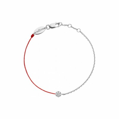 Bracelet RedLine Illusion Double fil rouge et chaîne avec diamant 0.05ct en serti invisible, or blanc