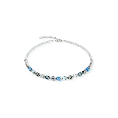 Collier Coeur de Lion Sparkling Cubes Fusion Chain en acier, cristaux Swarovski et hématite