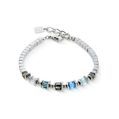 Bracelet Coeur de Lion Sparkling Cubes Fusion Chain en acier, cristaux Swarovski et hématite