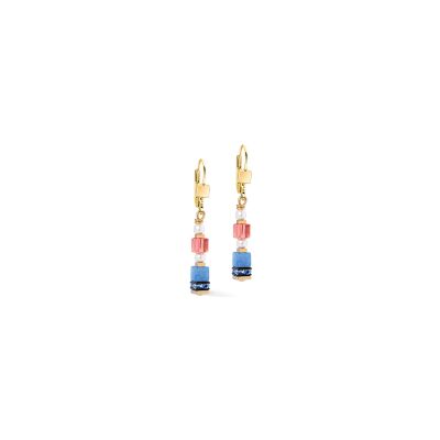 Boucles d'oreilles Coeur de Lion Sparkling Princess Spikes en acier doré, aventurine bleu, cristaux Swarovski et strass
