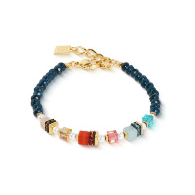Bracelet Coeur de Lion Sparkling Princess Spikes en acier doré, amazonite, cornaline et oeil de tigre, jade colorée, cristaux Swarovski et strass