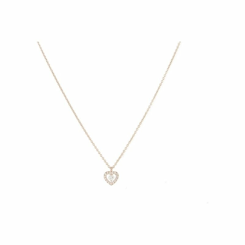 Heart necklace, in pink gold and diamonds
