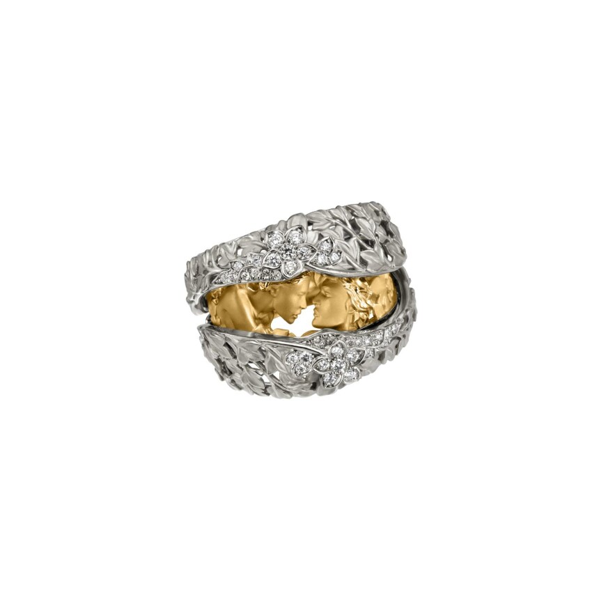 Secret Ring in yellow and white gold and diamonds