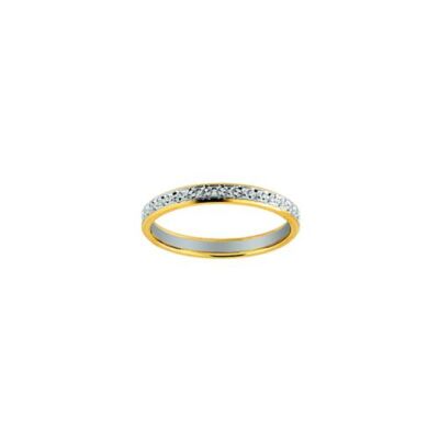 Alliance en or jaune, or blanc et diamant, finition polie