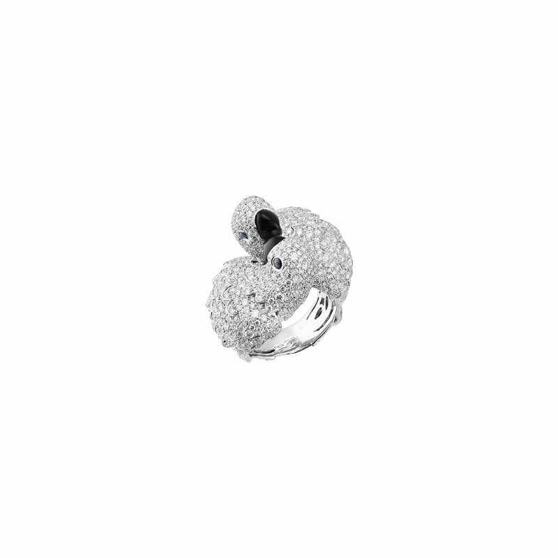 Les Inséparables ring, in white gold and diamonds