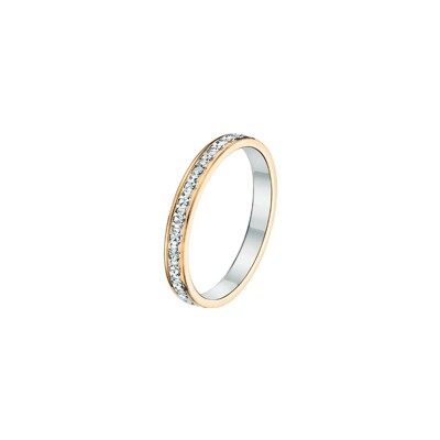 Alliance en or jaune, or blanc et diamant
