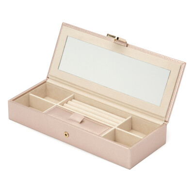 Coffret à bijoux Wolf 1834 Palermo en cuir doré rose