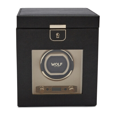 Wolf 1834 Palermo Single Watch Winder, black anthracite leather