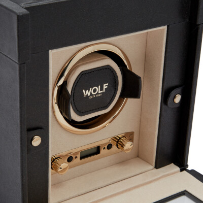 Remontoir pour montre automatique Wolf 1834 Palermo en cuir noir anthracite