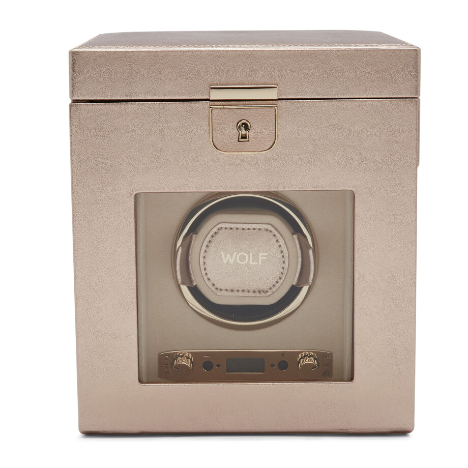 Wolf 1834 Palermo Single Watch Winder, rose gold leather