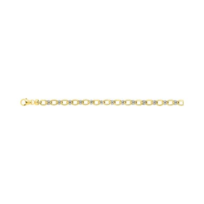 Chaîne creuse fantaisie en or jaune et or blanc, 45cm