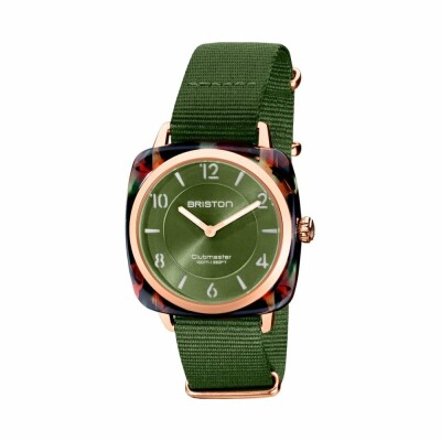 Montre Briston Clubmaster Chic acétate - vert olive finition or rose 21536.PRA.UG.26.NOL