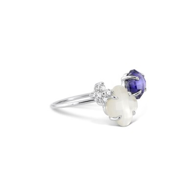 Bague Morganne Bello Bouquet en or blanc, nacre, iolite et diamants