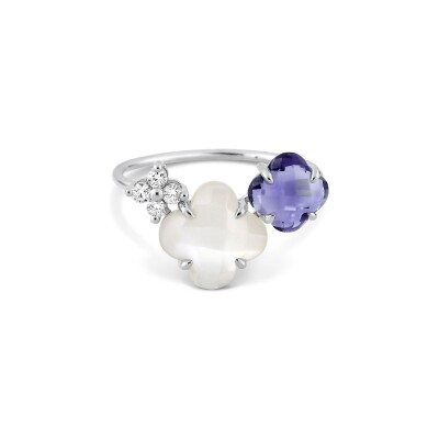 Bague Morganne Bello Bouquet en or blanc, nacre, iolite et diamants