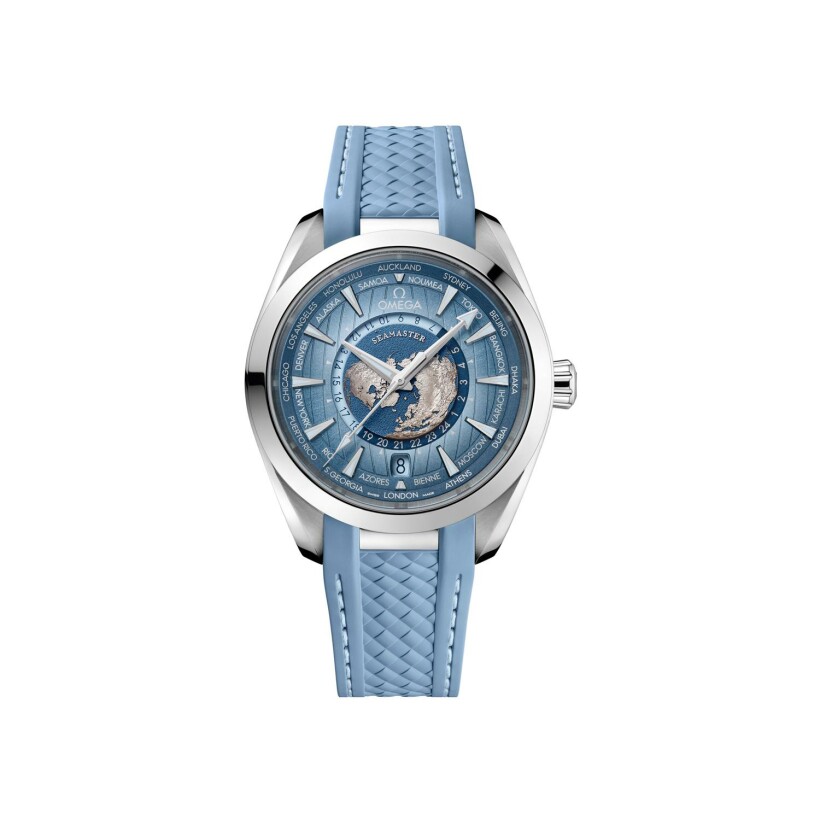 Montre OMEGA Seamaster Aqua Terra 150m Co-Axial Master Chronometer GMT Worldtimer 43mm Summer Blue