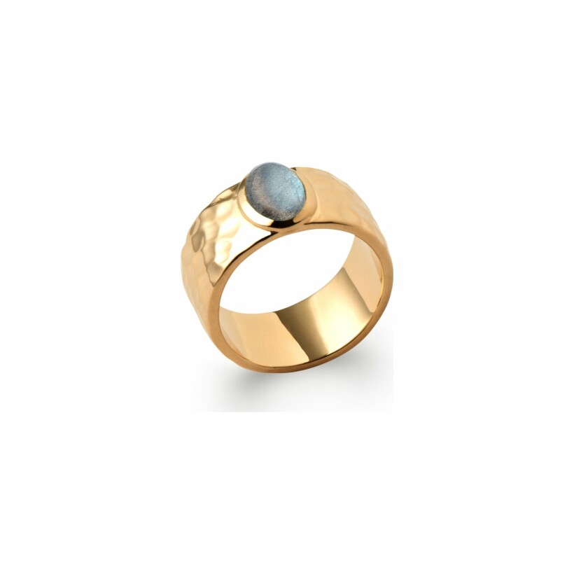 Bague en plaqué or et labradorite