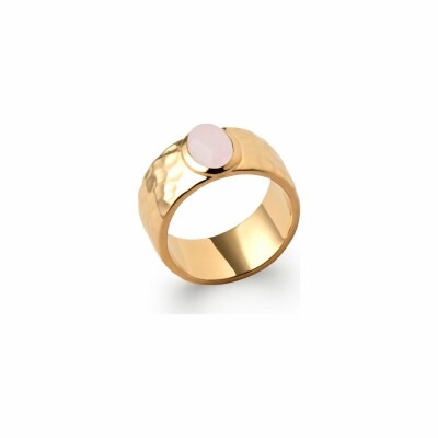 Bague en plaqué or et quartz rose