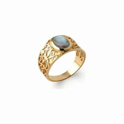 Bague en plaqué or et labradorite