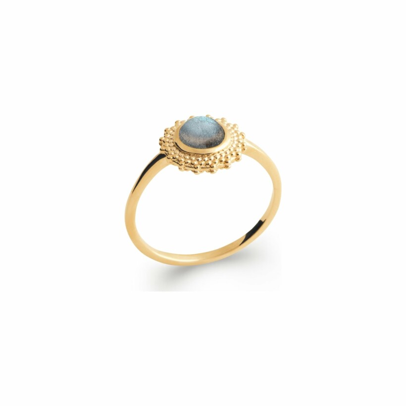 Bague en plaqué or et labradorite