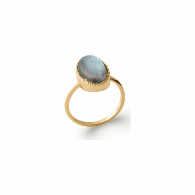 Bague en plaqué or et labradorite