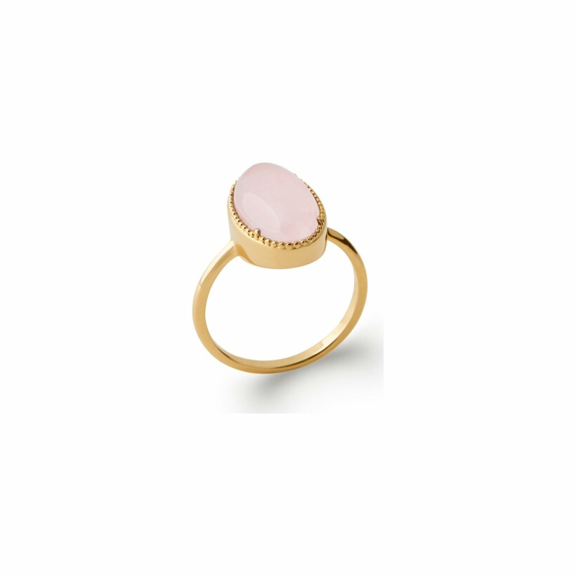 Bague en plaqué or et quartz rose