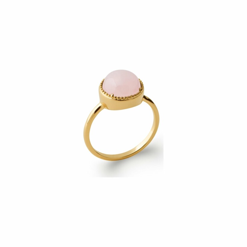 Bague en plaqué or et quartz rose