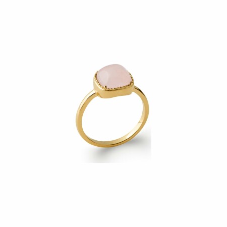 Bague en plaqué or et quartz rose