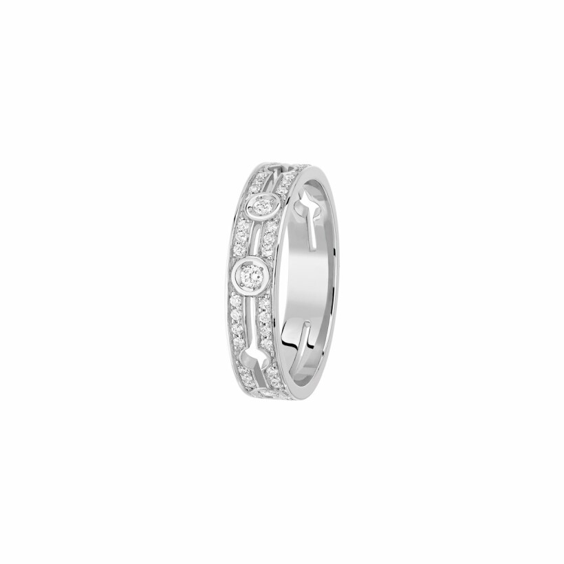 Pulse dinh van ring, small size, white gold, diamonds