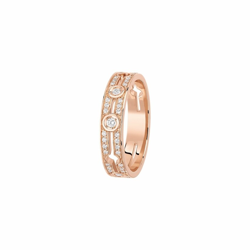 Pulse dinh van ring, small size, rose gold, diamonds