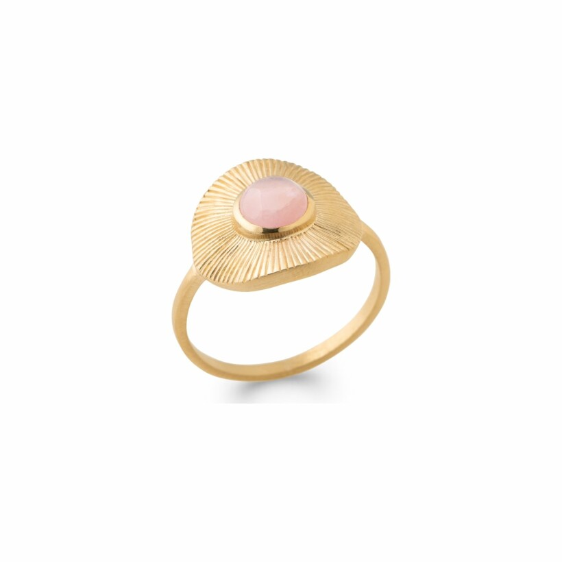 Bague en plaqué or et quartz rose