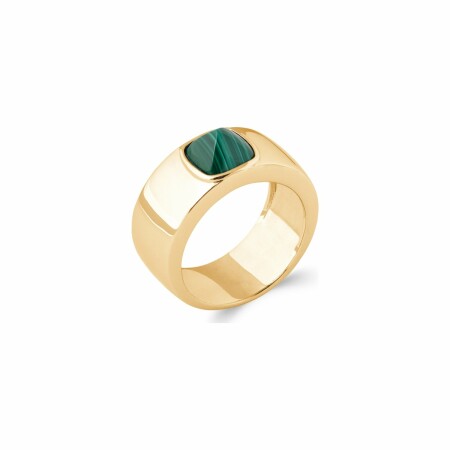 Bague en plaqué or et malachite