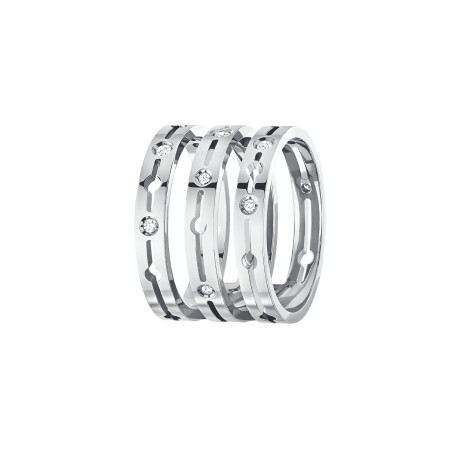 Bague dinh van Pulse 3 rangs en or blanc et diamants