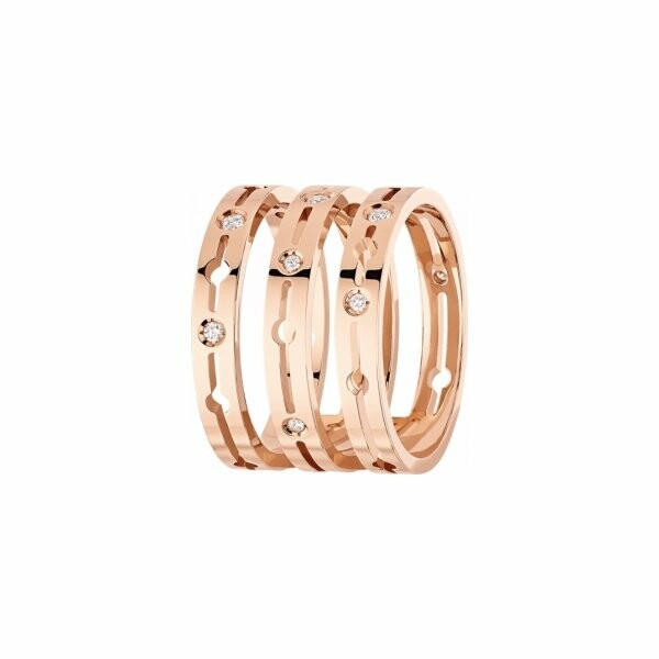 Bague Pulse dinh van 3 rangs en or rose et diamants