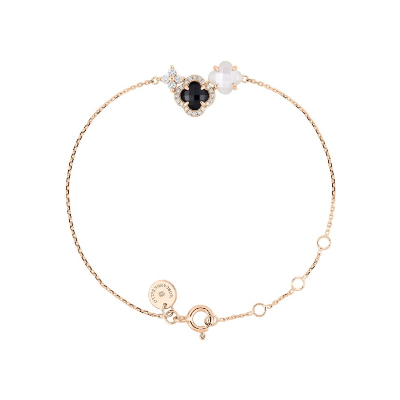 Bracelet Morganne Bello Bouquet en or rose, onyx, nacre et diamants