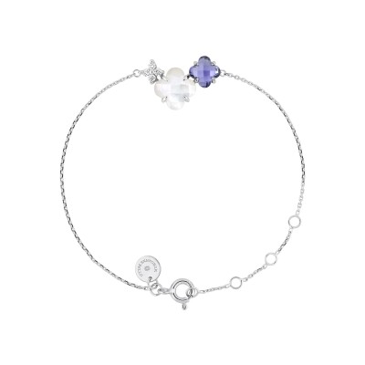 Bracelet Morganne Bello Bouquet en or blanc, nacre, iolite et diamants