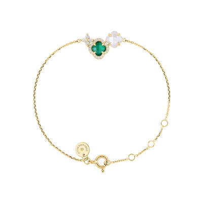 Bracelet Morganne Bello Bouquet en or jaune, agate verte, nacre et diamants